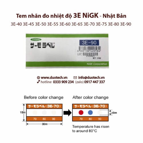 3e nigk thẻ báo miếng giấy dán nhãn tem đo cảnh báo giám sát nhiệt độ cao nigk 3e (từ 40 độ c tới 90 độ c) 3e-40 3e-45 3e-50 3e-55 3e-60 3e-65 3e-70 3e-75 3e-80 3e-90; miếng dán hiển thị thẻ báo tem nhãn cảnh báo giám sát nhiệt độ cao 3e 4e 5e 8e nigk temperature lndicator thermo label; miếng dán hiển thị nhiệt độ nigk; thẻ báo nhiệt độ nigk; tem nhãn cảnh báo nhiệt độ cao nigk; tem nhiệt chính hãng thương nhãn hiệu nigk xuất xứ nhật bản; nigk temperature lndicator thermo label; tem giám sát nhiệt có hồi nhiệt; reversible temperature label; nhãn tem giám sát nhiệt không hồi nhiệt; irreversible temperature label