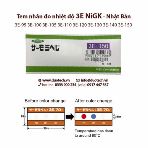 3e nigk thẻ báo miếng giấy dán nhãn tem đo cảnh báo giám sát nhiệt độ cao 3e nigk (từ 95 độ c tới 150 độ c) 3e-95 3e-100 3e-105 3e-110 3e-120 3e-130 3e-140 3e-150; miếng dán hiển thị thẻ báo tem nhãn cảnh báo giám sát nhiệt độ cao 3e 4e 5e 8e nigk temperature lndicator thermo label; miếng dán hiển thị nhiệt độ nigk; thẻ báo nhiệt độ nigk; tem nhãn cảnh báo nhiệt độ cao nigk; tem nhiệt chính hãng thương nhãn hiệu nigk xuất xứ nhật bản; nigk temperature lndicator thermo label; tem giám sát nhiệt có hồi nhiệt; reversible temperature label; nhãn tem giám sát nhiệt không hồi nhiệt; irreversible temperature label