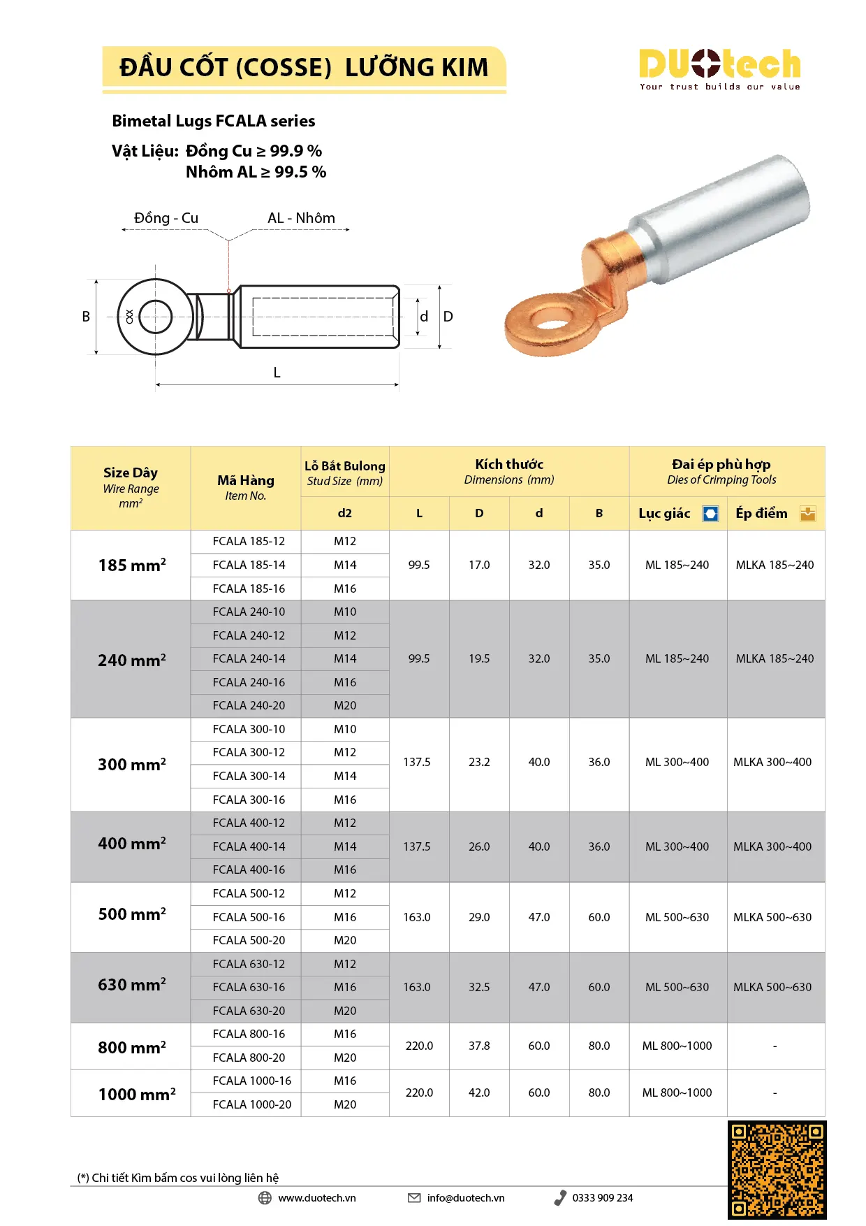 đầu cos đồng nhôm lưỡng kim 10 16 25 35 50 70 95 120 150 185 240 300 400 kst gulifa dtl-02 mhd mẫn hồ điệ conway melec