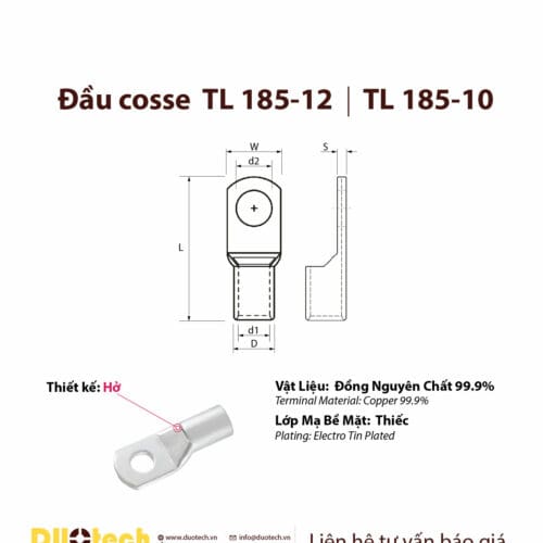 đầu cosse tl 185-10 185-12 185-14 185-16 cos cốt đồng bấm nối dây cáp điện 185mm2