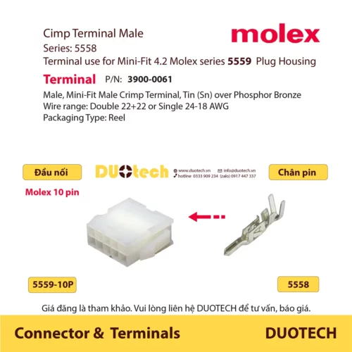 đầu nối 10 pin thương hiệu molex 5557-10r 5559-10p dòng mini-fit 4.2mm 3901 series 39012100 39012105 39012101 39012106 39013103 39013109