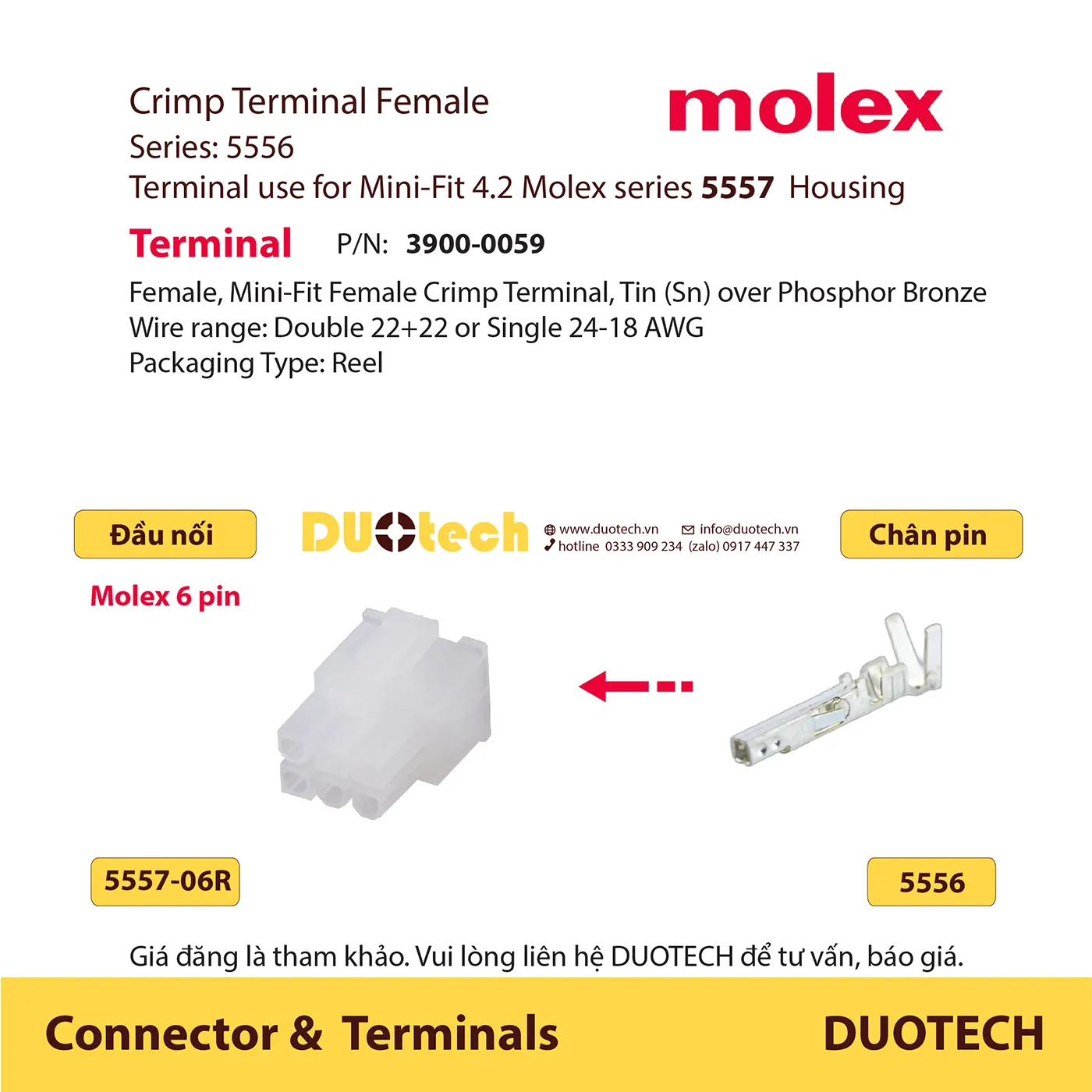 đầu nối 6 pin thương hiệu molex 5557-06r 5559-06p dòng mini-fit 4.2mm 3901 series 39012060 39012065 39014060 39014061 39039062 39012061 39012066 39013063 39013069 39014062 39014063 39014066 39014067