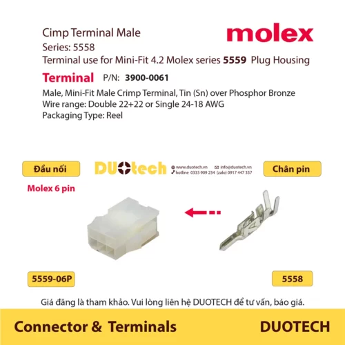 đầu nối 6 pin thương hiệu molex 5557-06r 5559-06p dòng mini-fit 4.2mm 3901 series 39012060 39012065 39014060 39014061 39039062 39012061 39012066 39013063 39013069 39014062 39014063 39014066 39014067
