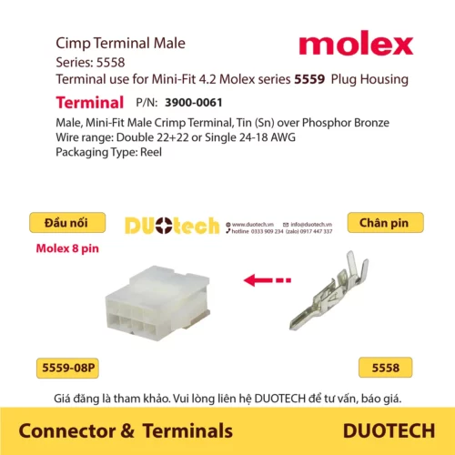 đầu nối 8 pin thương hiệu molex 5557-08r 5559-08p dòng mini-fit 4.2mm 3901 series 39012080 39012085 39013085 39012081 39012086 39013083 39013089